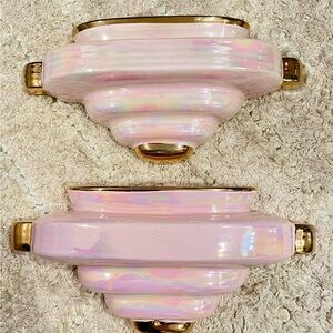 Elegant Pink and Gold Wall Sconces